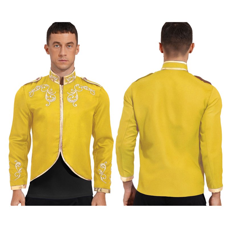 Medieval Prince Costume Coat for Men - Royal Renaissance Style, Yellow, L
