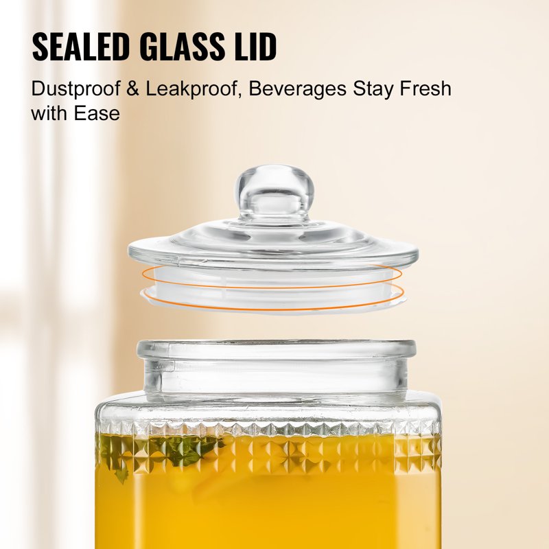 1.5 Gallon Glass Beverage Dispenser with Stainless Steel Tap