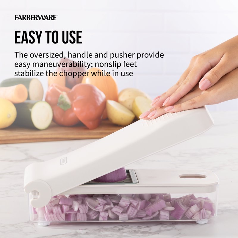 Professional Vegetable Chopper with Stainless Steel Blades - Off-White