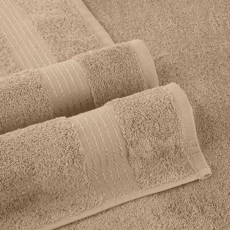 Taupe 6-Piece Cotton Absorbent Shower Towel Set - Highly Plush & Fast Drying