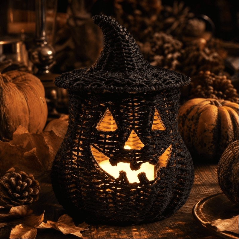 Halloween Black Artificial Seaweed and Pumpkin Decor - Spooky Fall Centerpiece