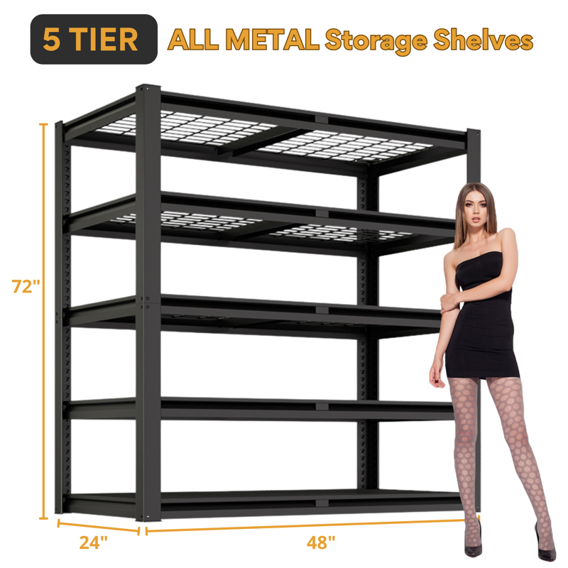 Heavy Duty Metal Storage Shelves 48W x 18D x 72H Garage Shelving Units - 2 Pack