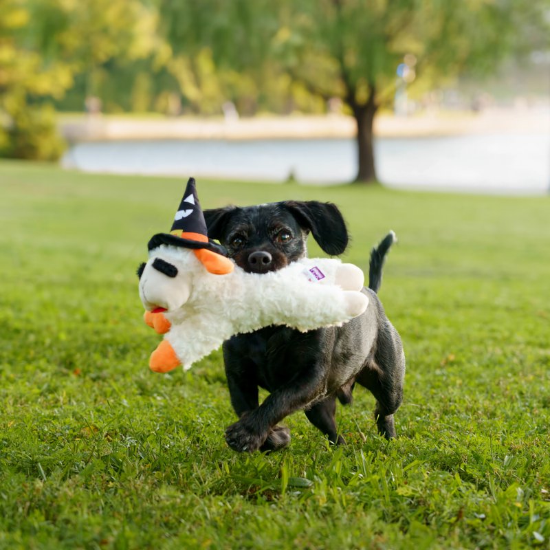 Halloween Lamb Chop Plush Dog Toy with Witch Hat Squeaky Pet Toy