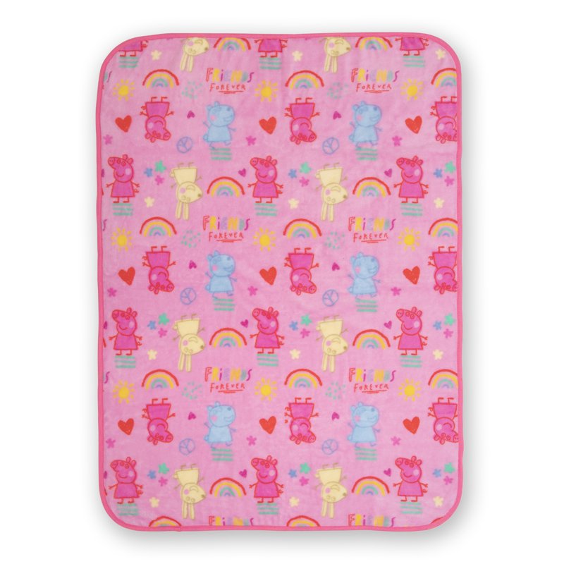 Toddler Bedding Set with Plush Blanket - Peppa Pig Reversible Comforter & Sheets
