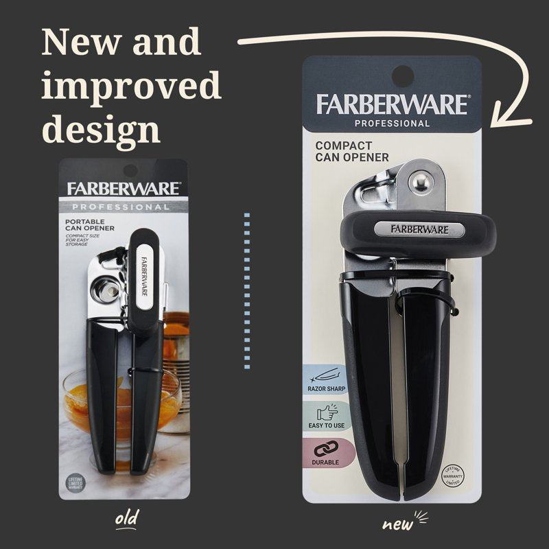 Compact Can Opener - Black, Stainless Steel Cutting Wheel