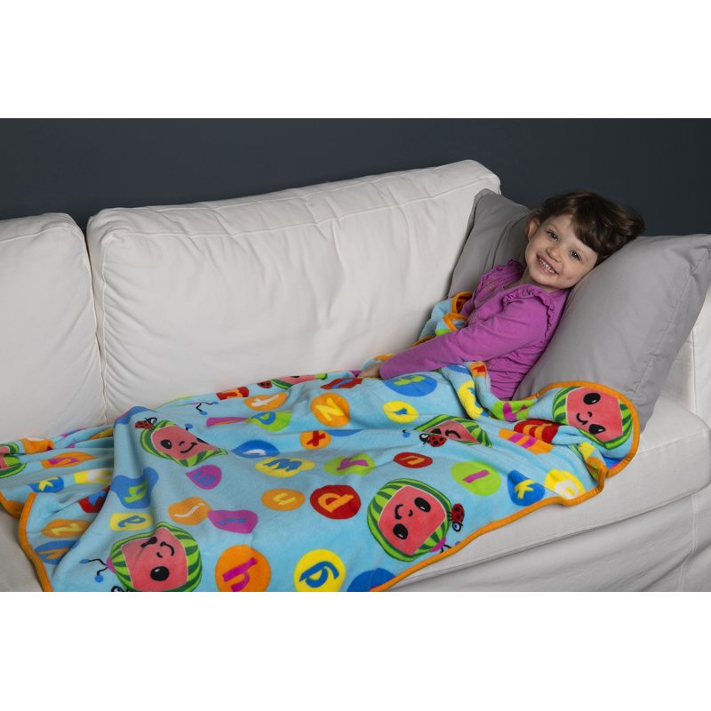 Cocomelon Toddler Blanket - Coral Plush Character Print, 40x50 Inches - Blue Variation