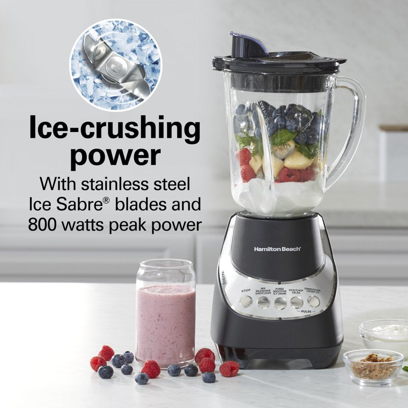 Wave Action Smoothie Blender - 48 oz Glass Jar, 800W, Black