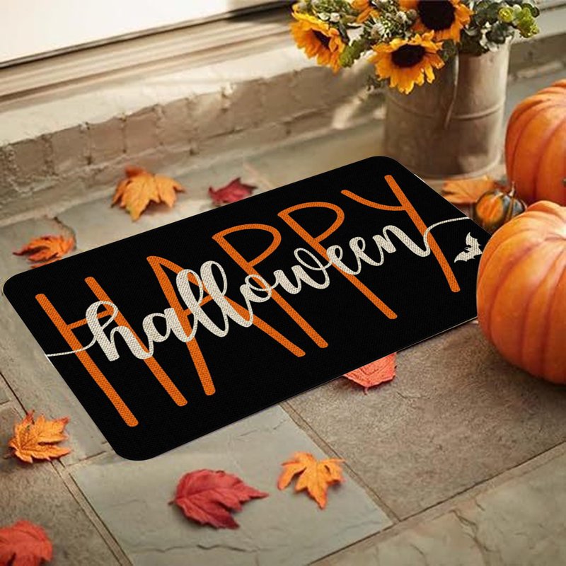 Halloween Door Mat - Spider Web Bones Welcome Doormat B - 16x24 Inches