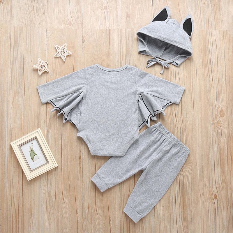 Baby Boys Halloween Outfit Set Z21-21 Grey 18-24 Months - Long Sleeve Bat Playwear