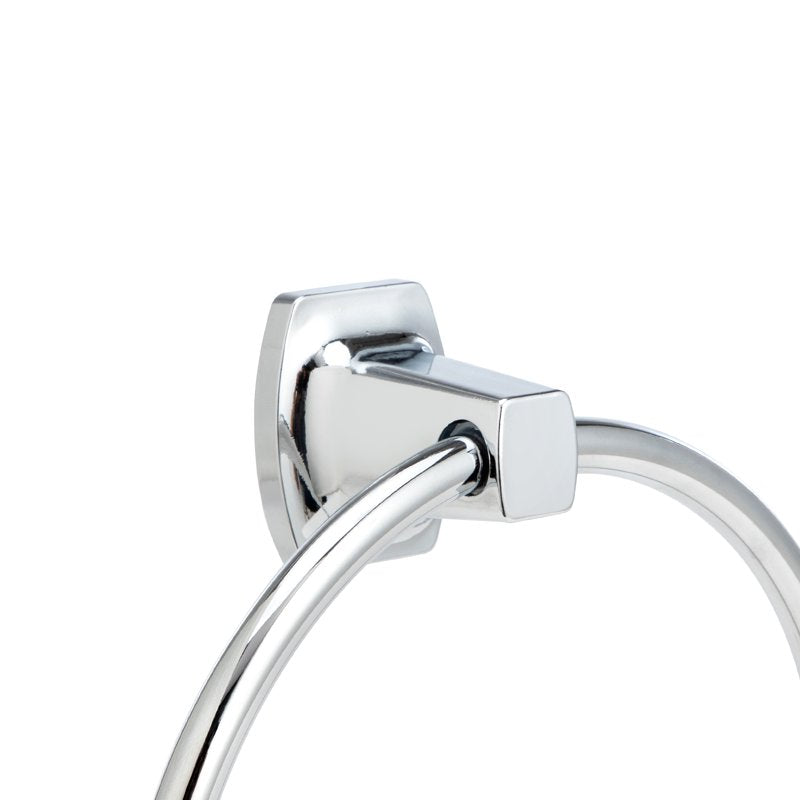 Square Wall Mount Towel Ring Chrome Finish Bathroom Accessory