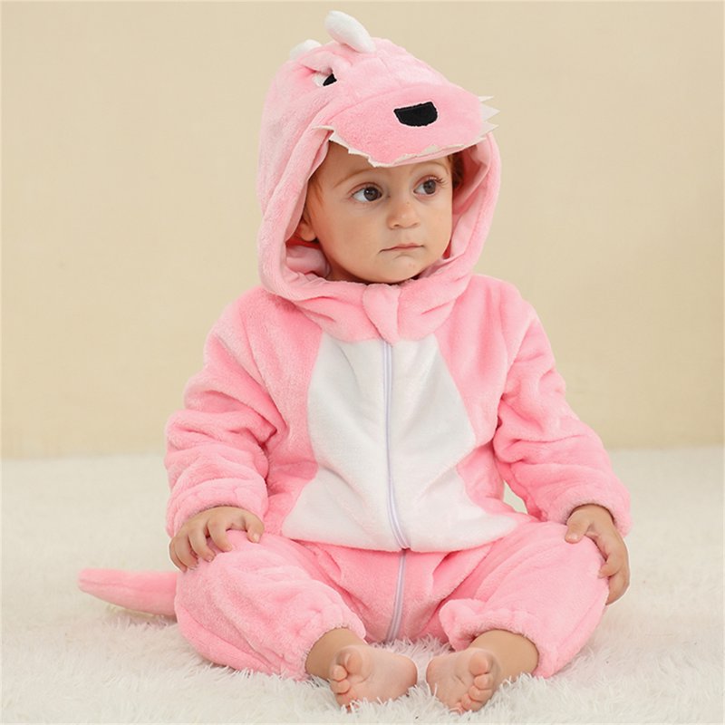 Pink Dinosaur Baby Romper - 12-18 Months Unisex Animal Costume for Winter & Fall