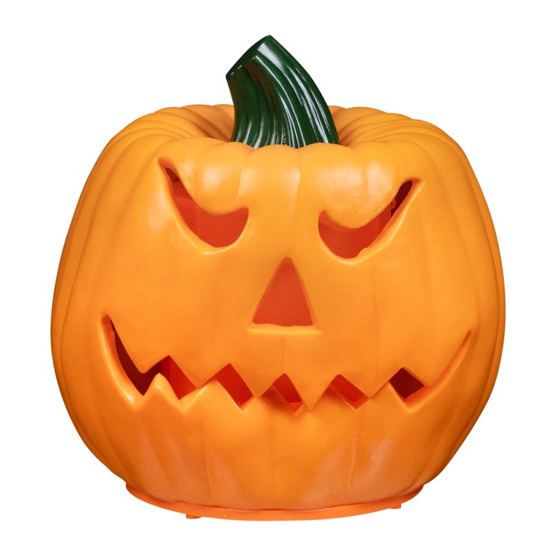 Animated Double-Sided Halloween Jack-O-Lantern with LED Lights and Spooky Sounds - Orange/Green