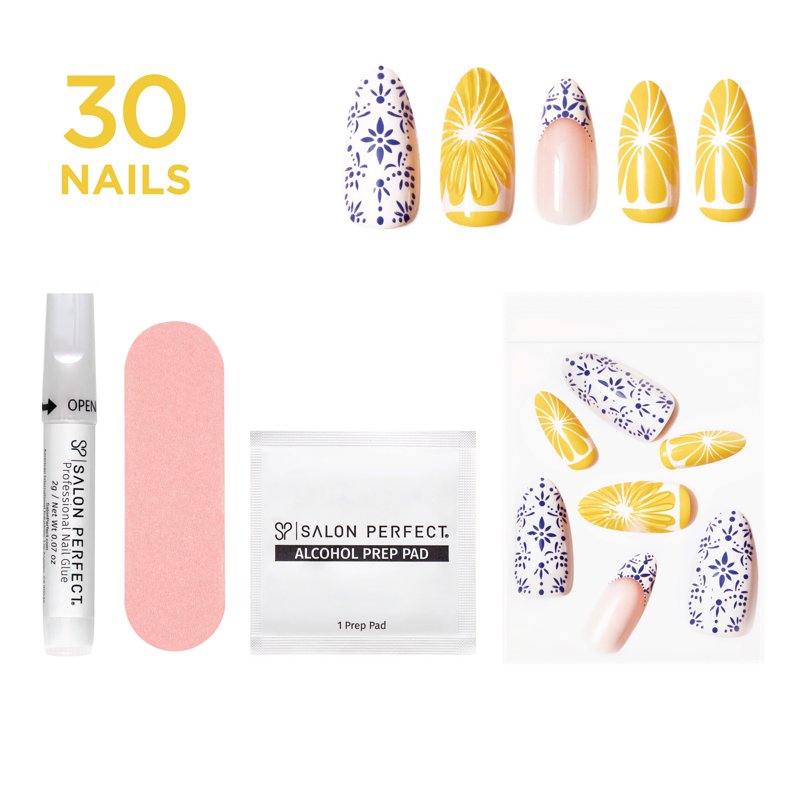 Viral Nail Edit Press-On Nails - Lemon Medium Almond, 30 Nails