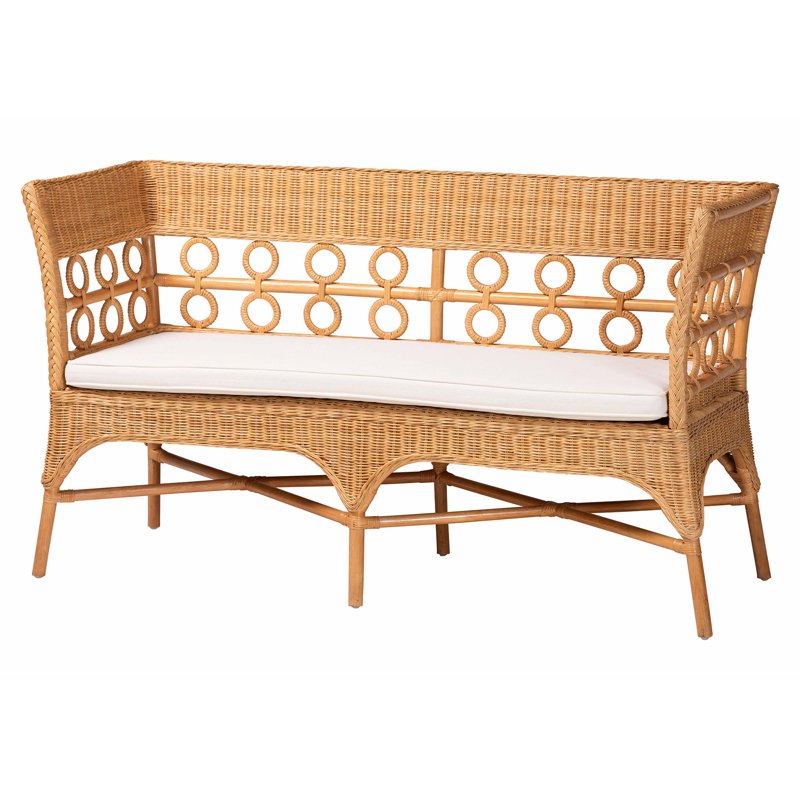 Oxford Boho Dining Nook Bench Set - 2-Piece Light Honey Rattan