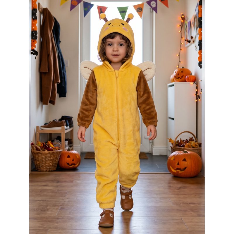Toddler Baby Halloween Bee Costume Romper - Infant Fall Winter Jumpsuit, Size 6-12 Months