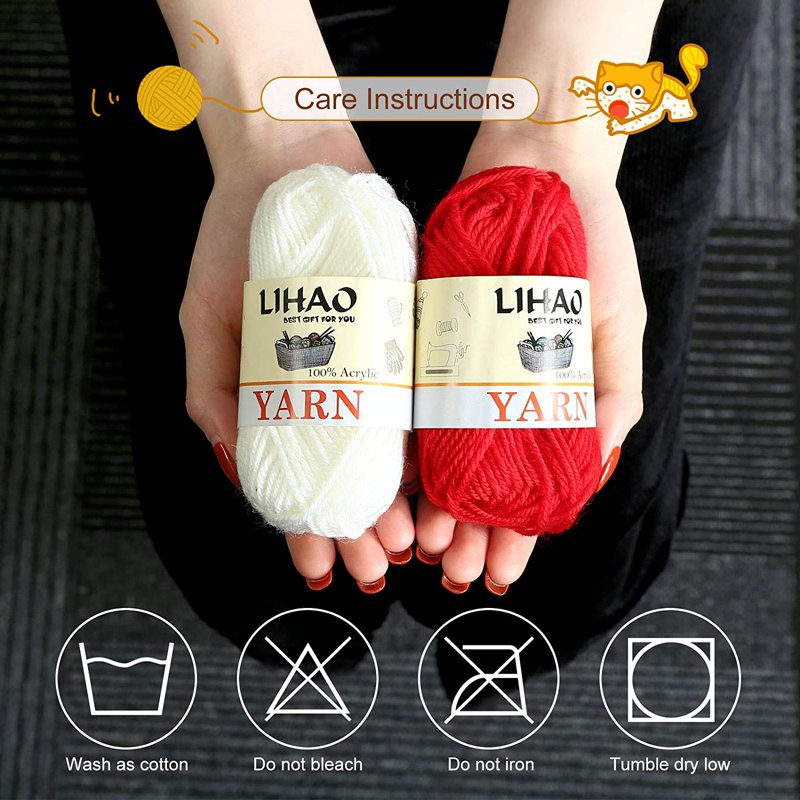 Multi-Color Acrylic Yarn Set - 12 Skeins for Knitting & Crochet, 28 Yards Each