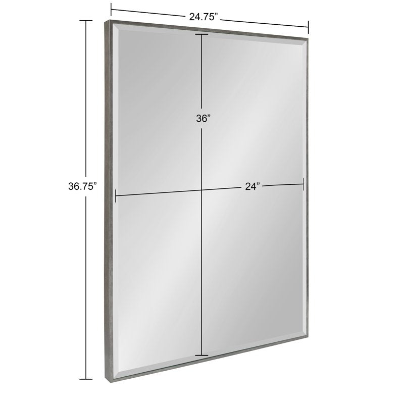 Large Rectangle Wall Mirror - 24.75x36.75 Dark Silver Modern Decor