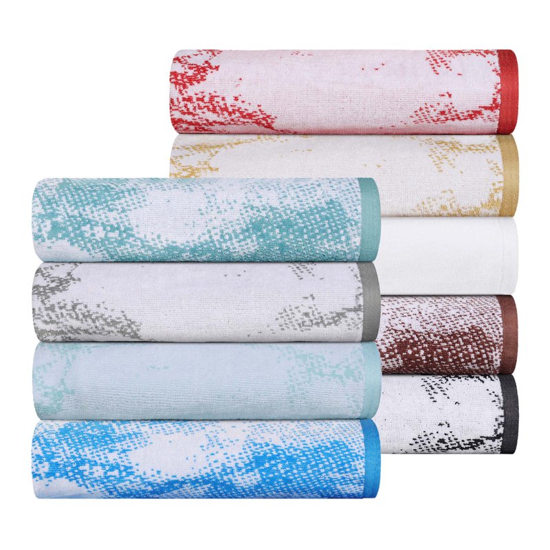 Brown Cotton Jacquard Border Bath Towel Set - 4-Pack, Superior