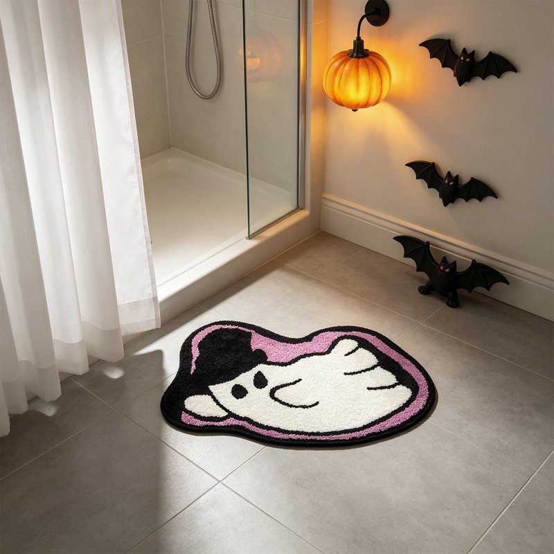 Halloween Ghost Bath Mat - Cute Spooky Welcome Doormat for Bathroom & Entryway - Variation 09 Ghost Bath Mat I