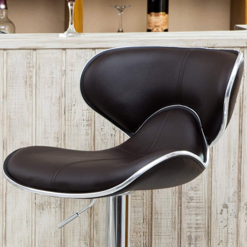 Adjustable Swivel Bar Stool Set of 2 - Cushioned Leatherette - Blue