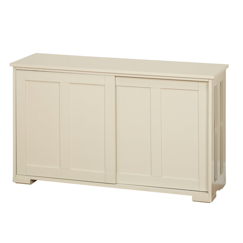 Sliding Wood Doors Stackable Storage Cabinet - Antique White