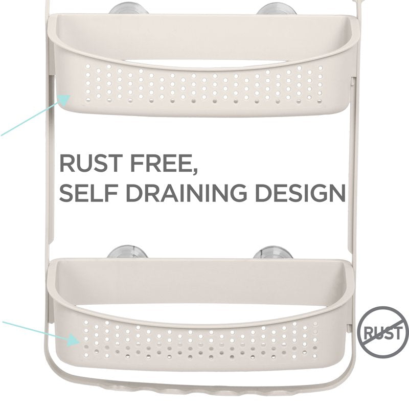 White 2-Way Convertible Shower Caddy with Hooks & Wide Shelves - Off-White