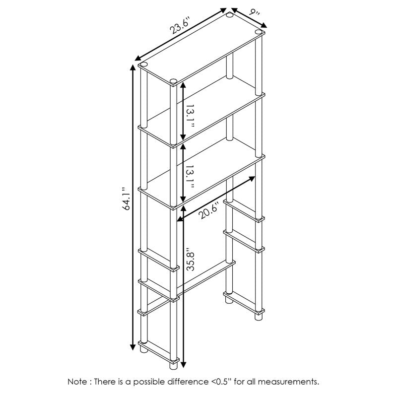 Furinno Turn-N-Tube Toilet Space Saver with 3 Shelves - Espresso