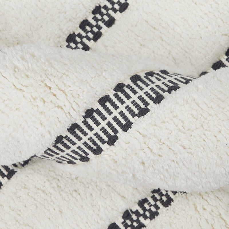 Bath Rug Set - Grey Shadow & Vanilla Dream 17 x 24 & 20 x 30 Inches Cotton, Striped Home Decor