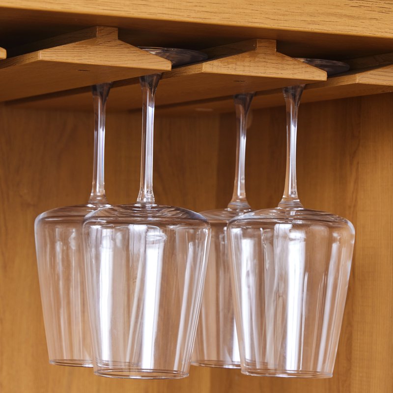 Better Homes & Gardens Juliet Bar Cabinet Light Honey Finish - Modern Kitchen Storage with Wine & Glassware Racks