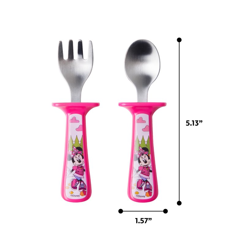 Minnie Mouse Toddler Utensils Set - Fork & Spoon, 2 Pack