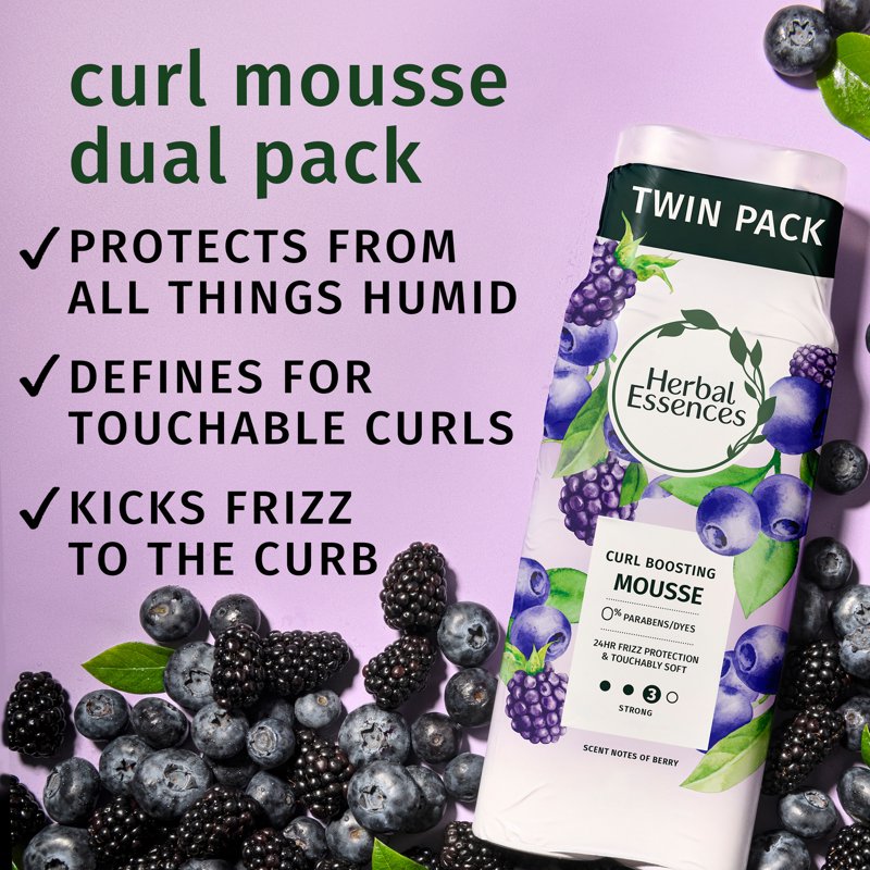 Curl Boosting Mousse for Curly Hair - 24-Hour Hold, 2-Pack