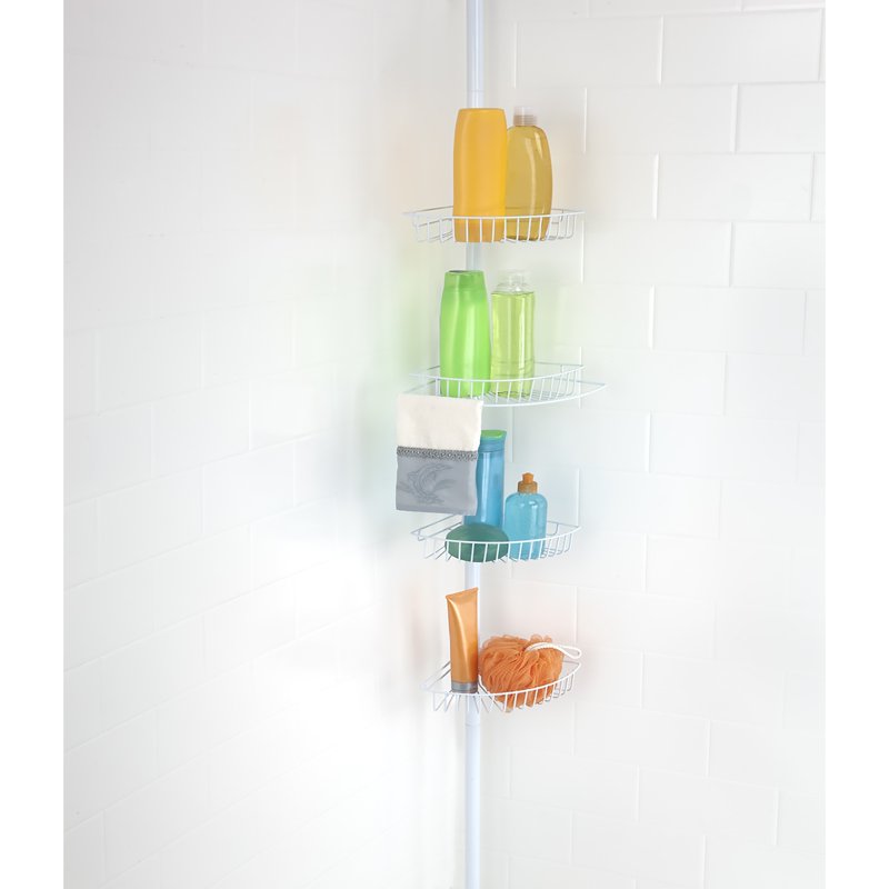 White 4-Tier Wire Corner Shower Caddy - No Tools, Rust-Resistant Bathroom Organizer
