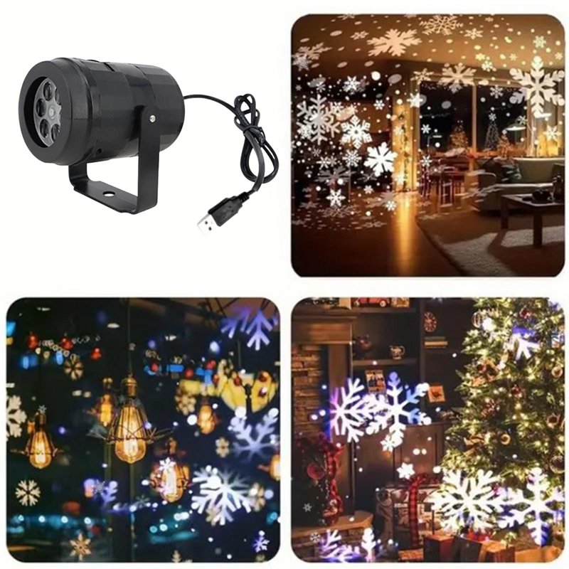 LED Christmas Snowman Snowflake Projection Light - Indoor Outdoor Holiday Decor