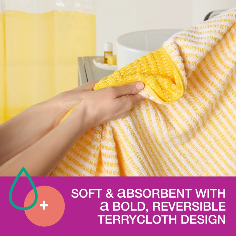 Reversible Brights Terry Bath Towel Set - 6-Piece, Sunshine Yellow