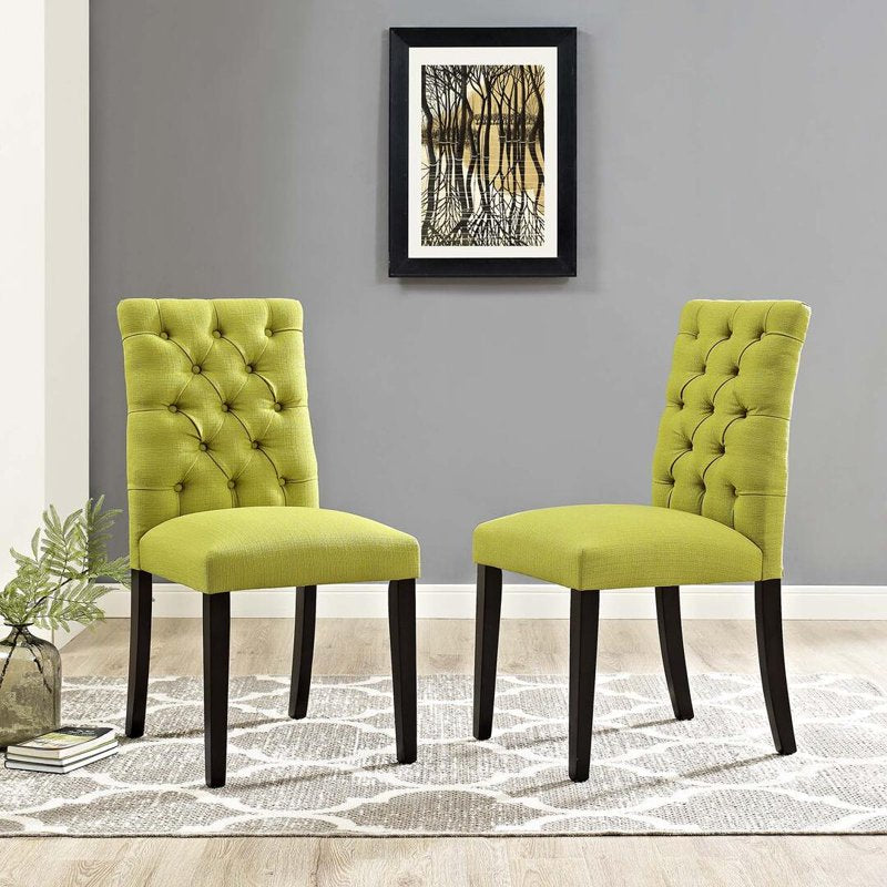 Duchess Fabric Dining Chair Set - Light Green, 21.5" Height