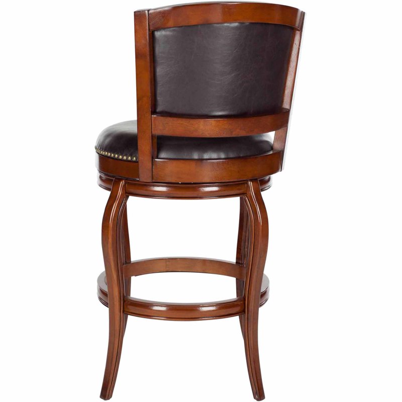 Industrial Swivel Bar Stool with Footrest - Brown