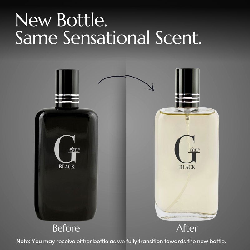 G’eàu Black Eau De Toilette Spray for Men, Long-Lasting Spicy Aquatic Scent