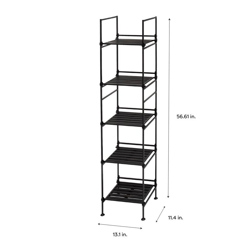 Freestanding 5-Tier Metal Storage Shelf - Square, Espresso Finish - Organize It All