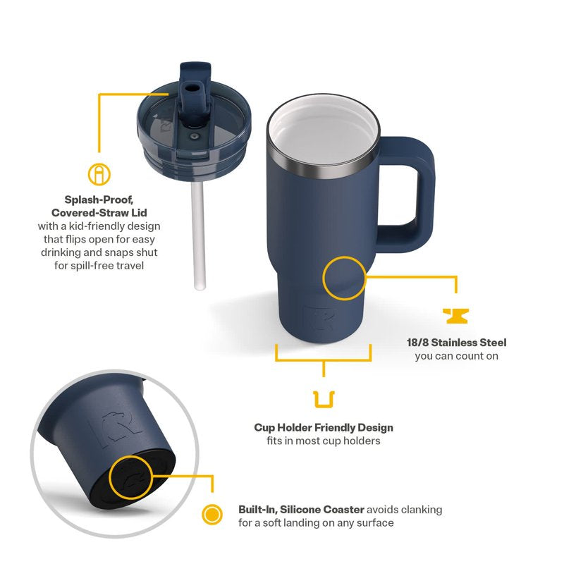 16 oz Leak-Proof Ceramic Lined Road Trip Tumbler - Navy