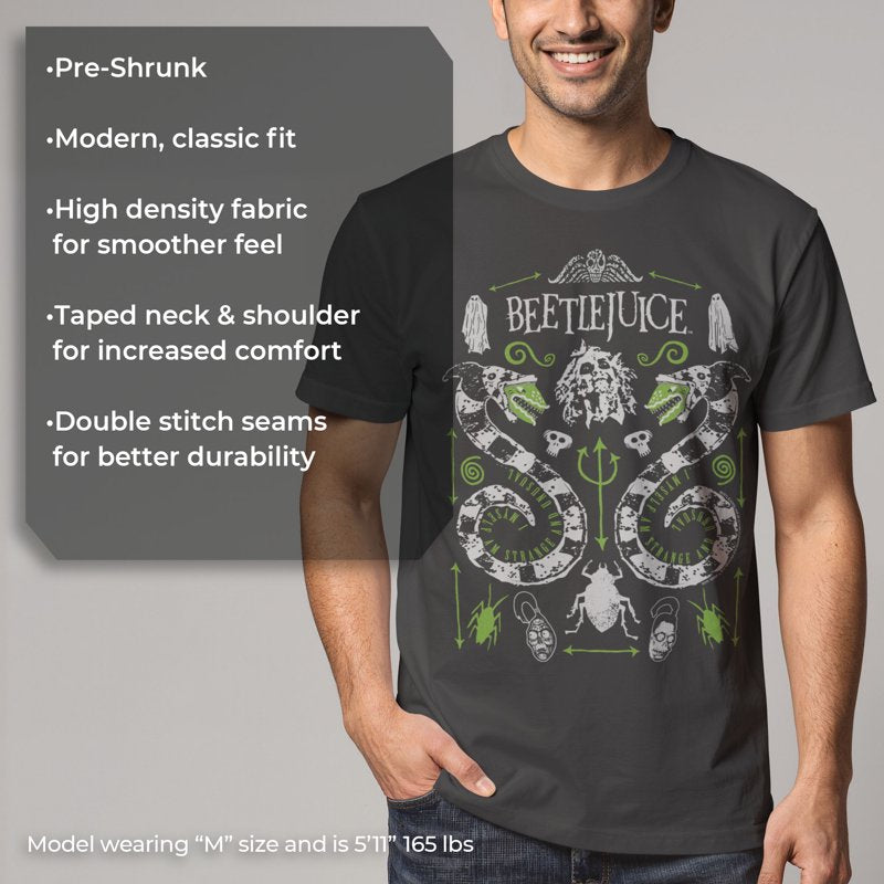 Men's Beetlejuice Sandworm and Betelgeuse Graphic T-Shirt Charcoal 2XL