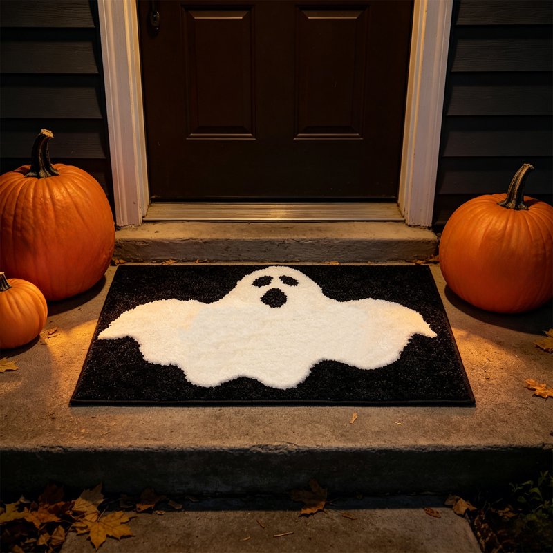 Halloween Ghost Door Mat 15.7x23.6in - Cute Plush Ghost Carpet - OVFUIZ
