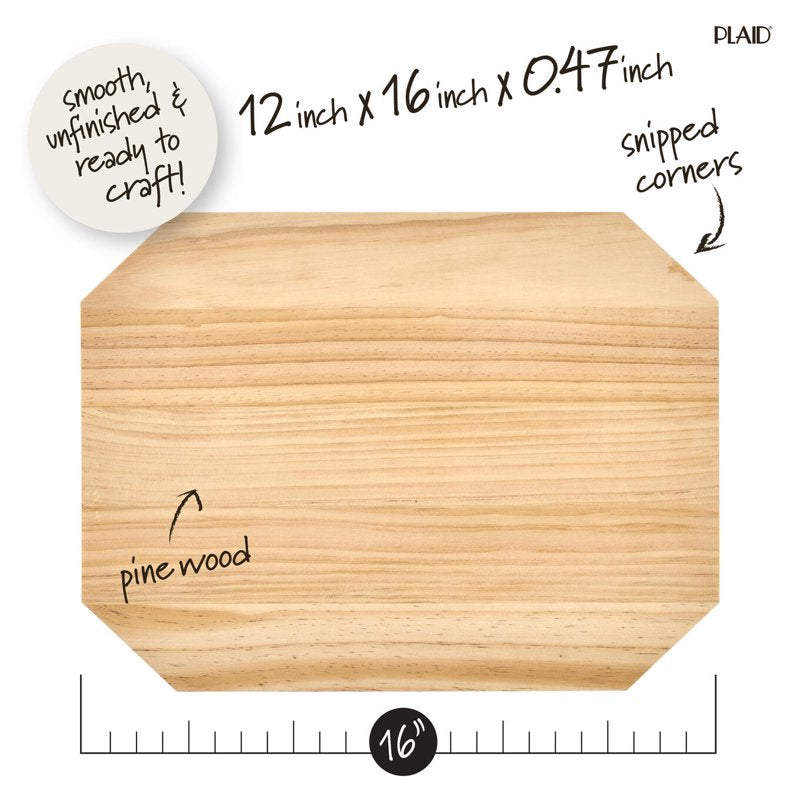 Plaid Wood Surfaces Pine Rectangle Plaque - 12 x 16 inches - Single