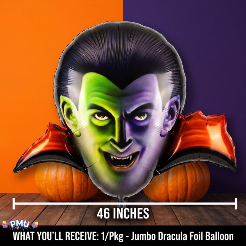 Halloween Dracula Mylar Balloon - 46 Inch Party Accessory with Variation of Pkg 1