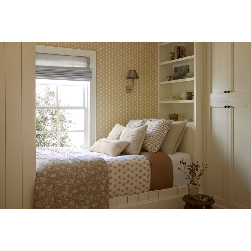 Decorative Throw Pillow 22 x 22 Inches - Ivory Earth Gridded Pattern with Ruffles