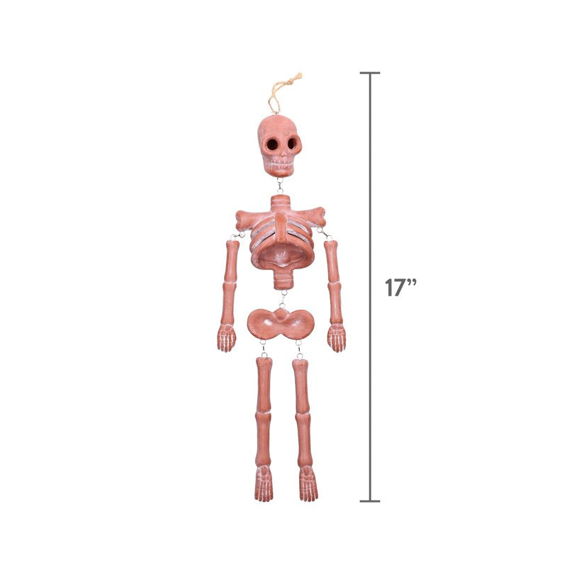 Halloween Skeleton Wall Decoration - Terracotta Finish, 16.7-Inch Hanging Figurine