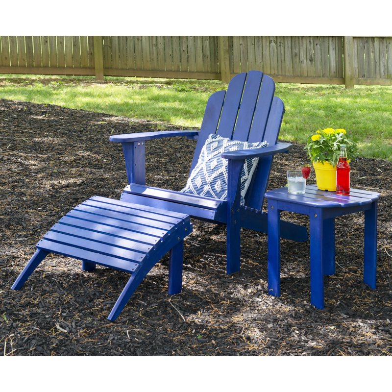 Adirondack Acacia Wood Ottoman - Blue Outdoor Furniture