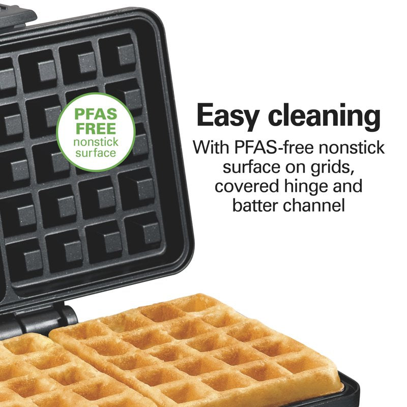 Belgian Waffle Maker with Nonstick Plates - Compact Stainless Steel