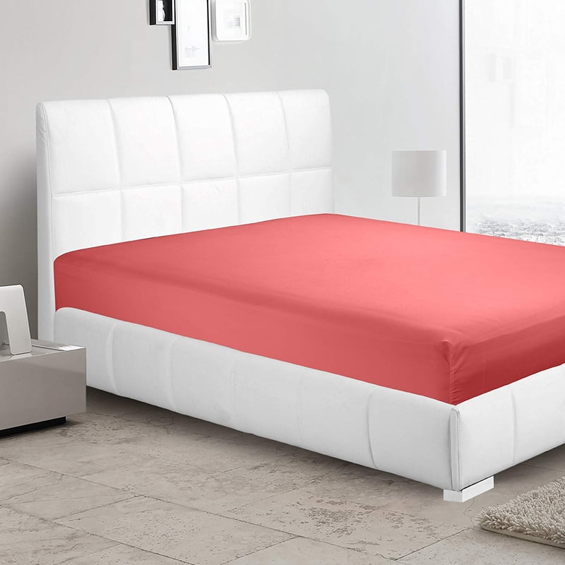 Twin Fitted Sheet - Premier 1800 Collection Coral Pink - Soft Microfiber Bed Sheet