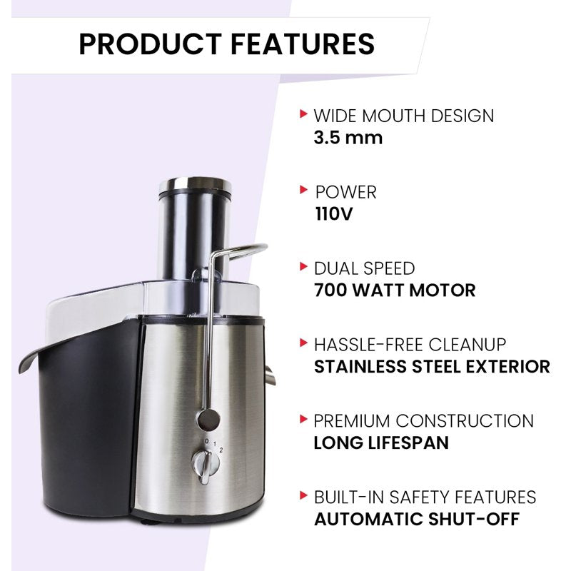 700W Wide Mouth Centrifugal Juicer - Fresh Juice Extractor