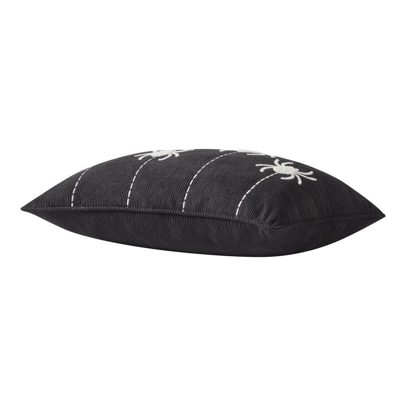 Halloween Hanging Spider Decorative Pillow 14x20 Black Ivory Spooky Accent